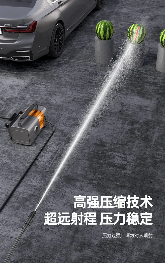 775 Copper Motor 7 Series Portable Wireless Car Washing Machine Lithium Battery High-Pressure Household Water Gun Rechargeable Cleaning Machine