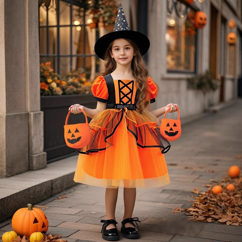 万圣节服装cosplay儿童连衣裙halloween派对女童公主演出网纱礼服|undefined