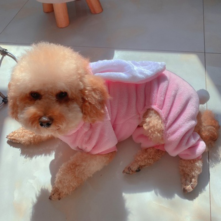 秋冬新品長耳朵兔子變身小中型犬珊瑚絨狗狗貓咪寵物衣服用品廠家