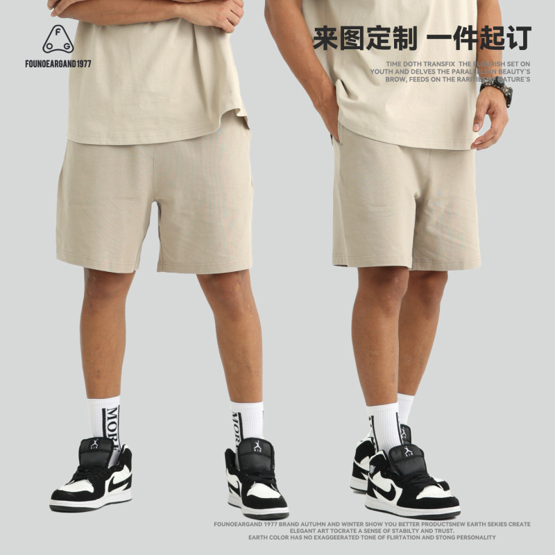 夏用純綿汗取り薄手ショートパンツ メンズ ゆったりシティボーイ風 ワイドレッグ スポーツカジュアル 五分丈パンツ プリントシンプル|undefined