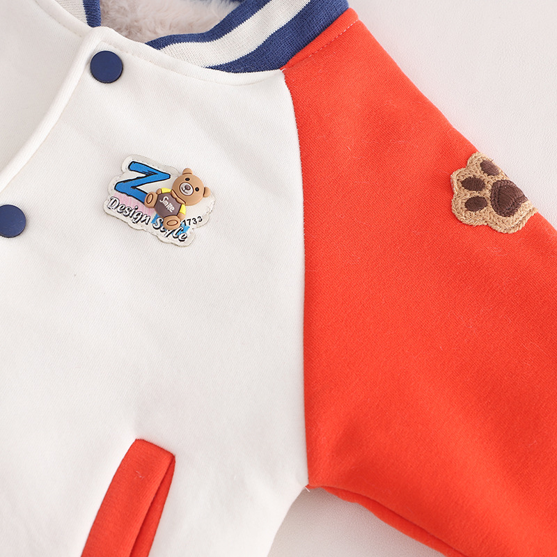 2023 Herbst/Winter Jungen Baseballanzug mit warmer Kleidung für Mädchen Winter Einteiliger Plüsch Baby Lamm Fleece Mantel_voghion.com