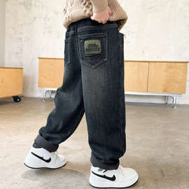 儿童装男童冬装加绒裤子秋冬款2025新款中大童冬季长裤加厚牛仔裤