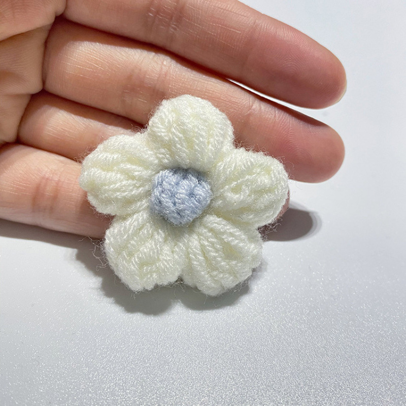 现货手工钩织泡芙花毛线花朵服装辅料饰品胸花包包仿真花花束配件|undefined