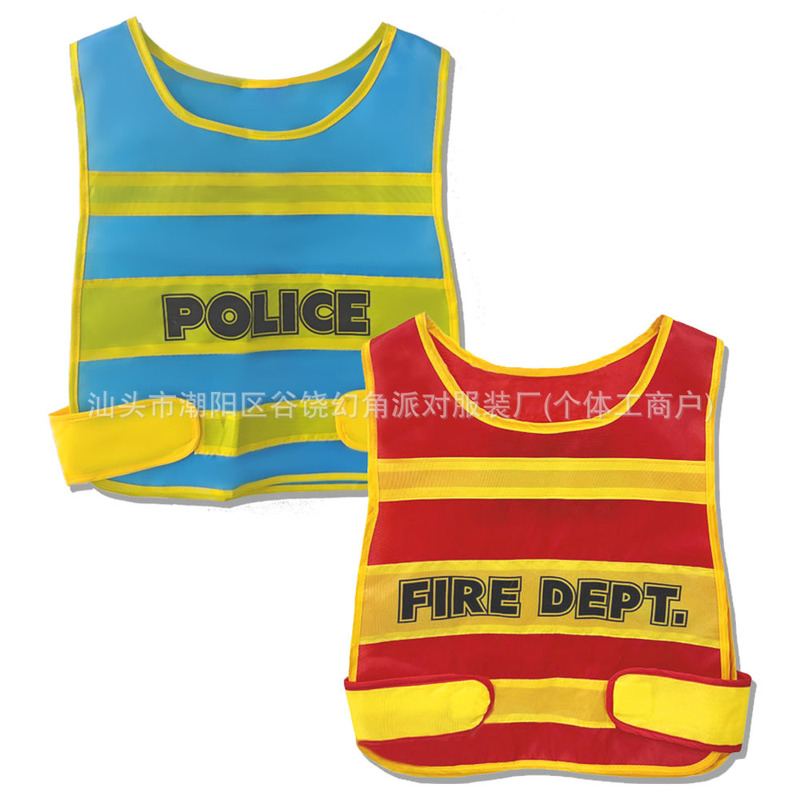 Cross-Border Children's Reflective Vest Vest Firefighter Little Police Costume Kindergarten Professional Experience Suit Cross-Border Children's Reflective Vest Vest Firefighter Little Police Costume Kindergarten Professional Experience Suit