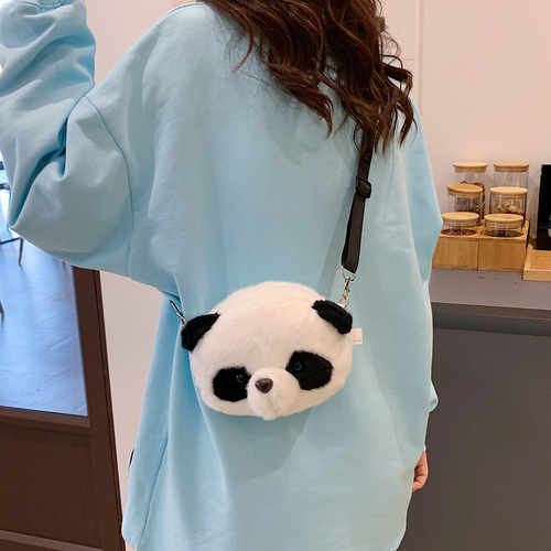 Cute National Treasure Panda Doll Women's Shoulder Bag Grabber Gift Panda Bag Wholesale Cartoon Plush Crossbody Bag