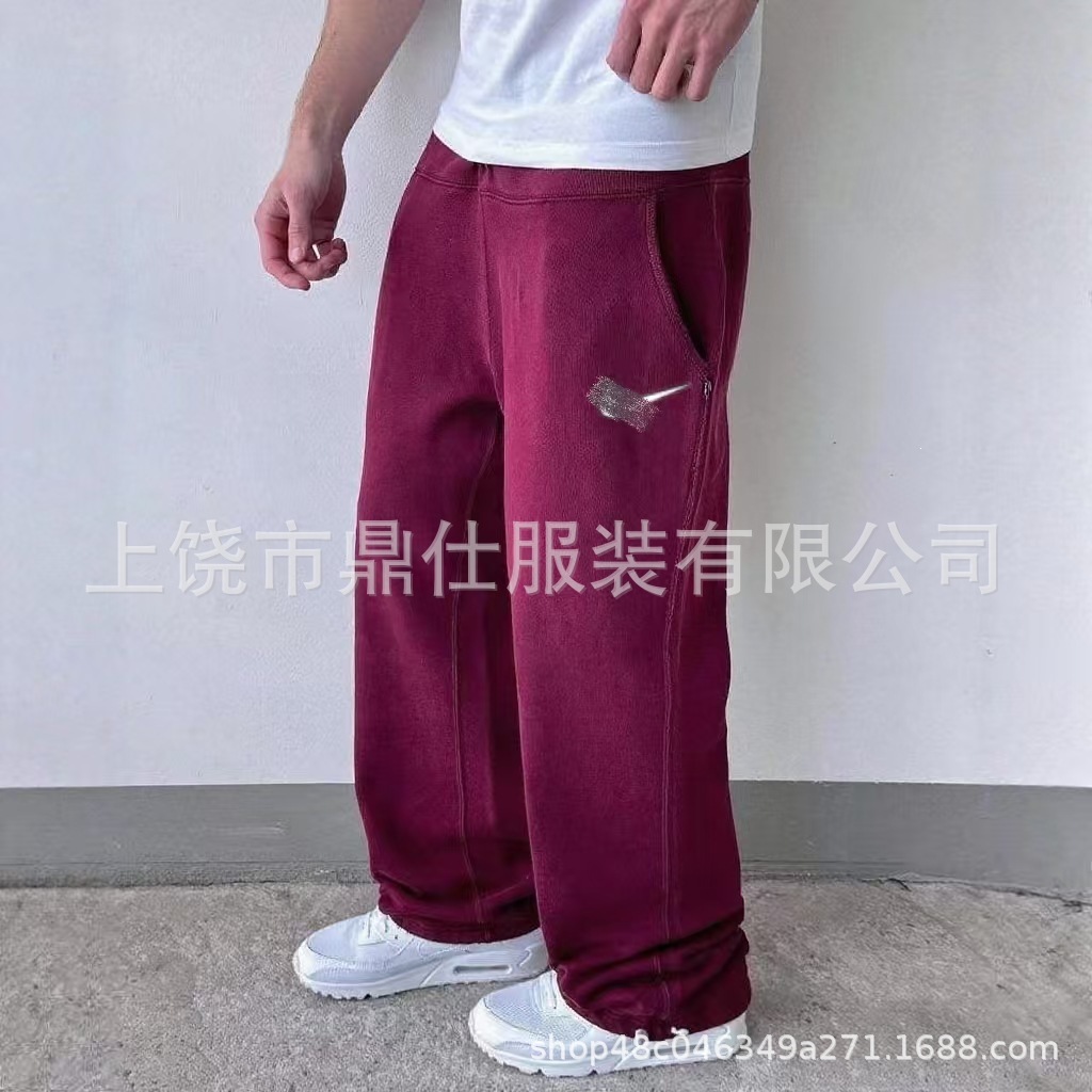 Couple's Wide-Leg Casual Sweatpants with Soft Embroidery Hook, Soft and Skin-Friendly Warm Fabric, Simple Design, Height-Enhancing and Slimming Pants