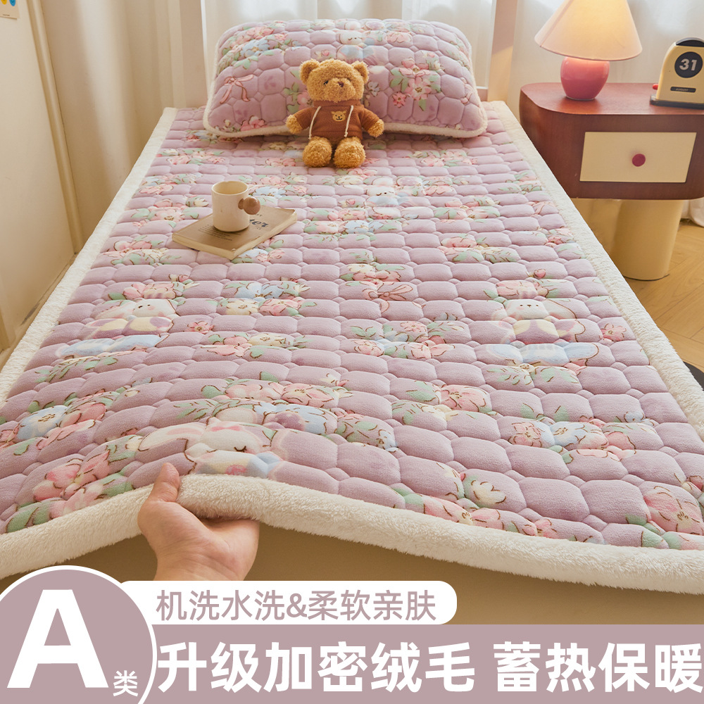 A級学生寮用ミルクベルベットマットレス、冬用厚手フリースパッド、入学時寮用シングルベッドマットレス