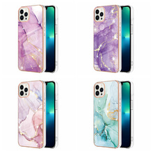 电镀烫金大理石适用苹果15Pro手机壳三星S23跨境热销防摔软保护套