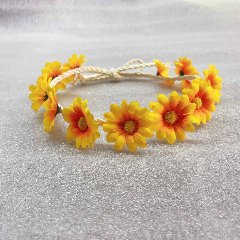 Las nuevas mujeres de la Margarita girasol Garland Seaside Beach flor tocado diadema tejida banda de pelo de la margarita