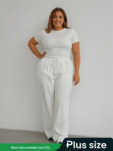 E 90576 Women's Drawstring Wide Leg Pants Ůʿ���eѝ ��