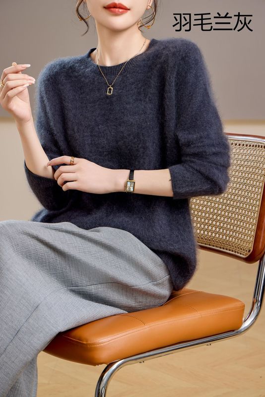 【起毛シリーズ】カシミヤ5% ウール95% ラウンドネック/Vネック シームレス起毛カシミヤセーター レディース セーター 25年新作|undefined