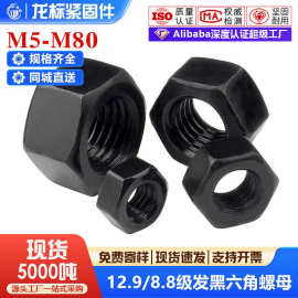 8.8级10.9级12.9级国标GB6170高强度发黑六角螺母锁紧螺帽螺丝帽