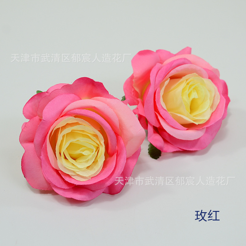 ローズ造花ハイエンドブルーフラワー結婚式の装飾偽花芯ローズヘッドローズフラワー卸売|undefined