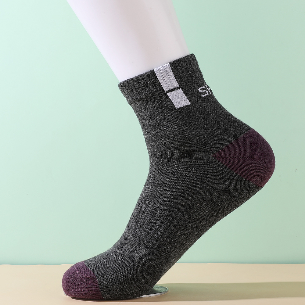 Calcetines calcetines de media pantorrilla de los hombres de caja gruesa calcetines de algodón casual de negocios letras moda sudor-absorbente transpirable Deportes calcetines de los hombres