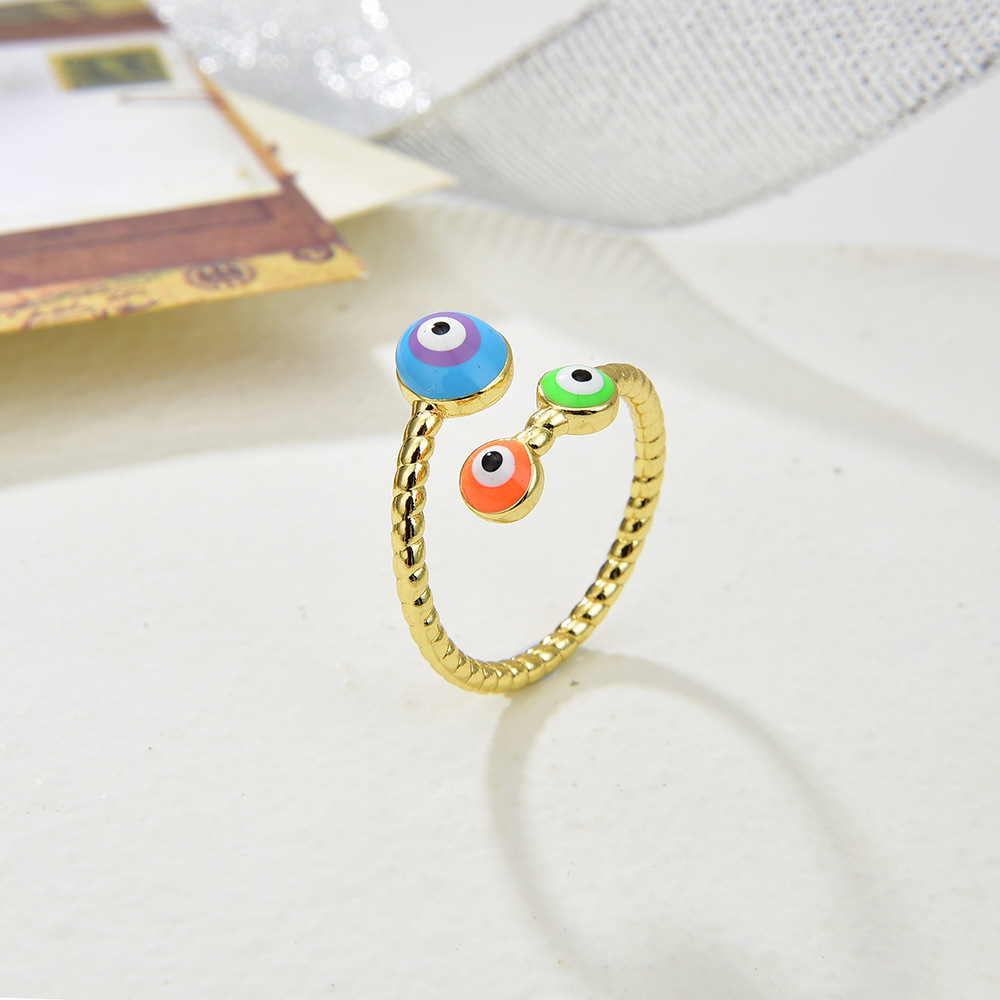 Casual Occasion Fashion Devil's Eye Copper Enamel Plating Open Ring 1 Piece