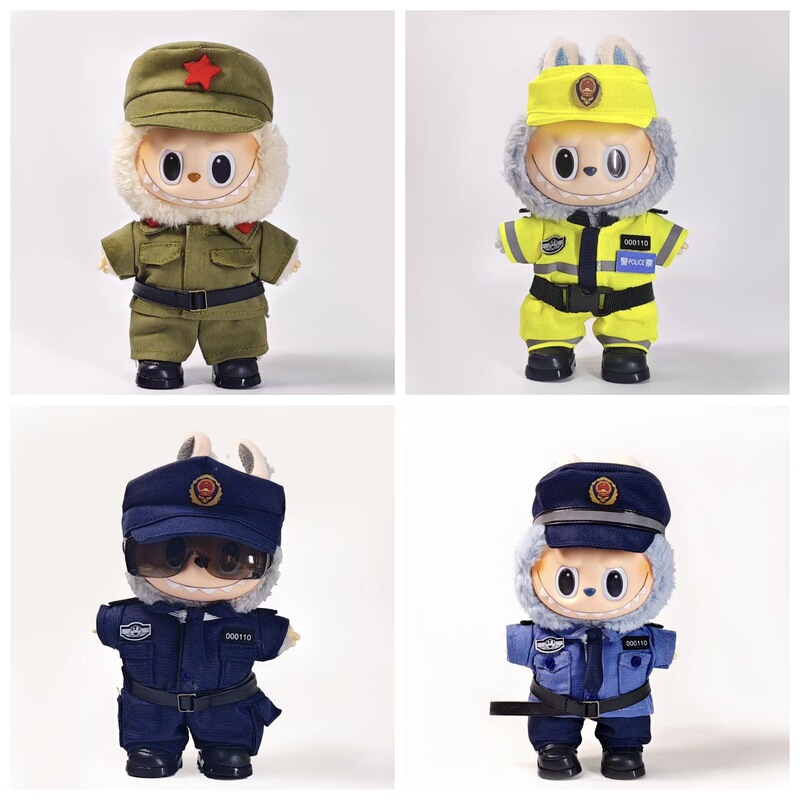 New First, Second and Third Generation Labubu17Cm Police Swat Uniform Baby Clothes Labubu Doll Clothes Accessories Doll Clothes