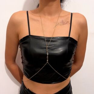 European and American cross-border jewelry sexy crystal body chain simple street shooting jewelry beach bikini body chain accessories