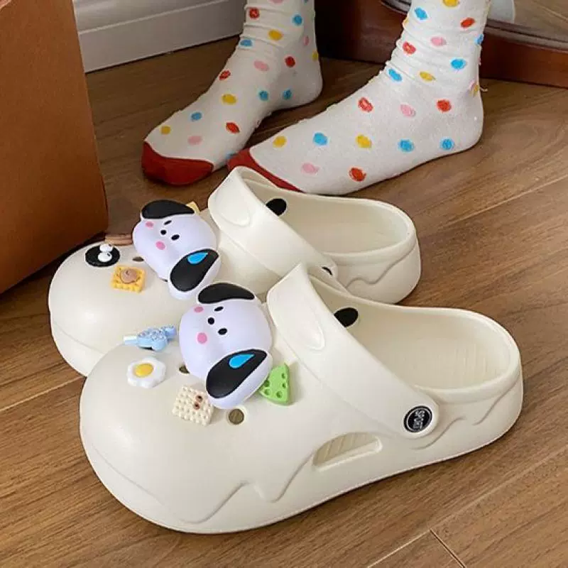 超厚底小个子增高包头沙滩凉鞋卡通可爱洞洞鞋女外穿2025新款春夏