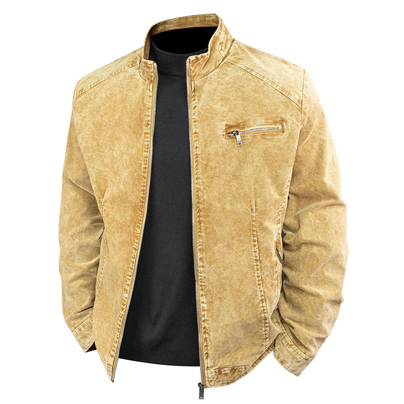 Men's casual autumn demi-season retro denim trend solid color jacket