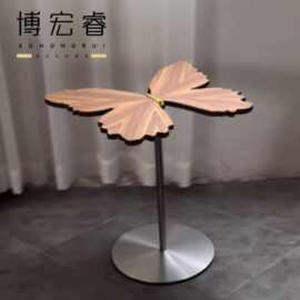 意式极简异形黑胡桃蝴蝶边几茶几客厅家用古风现代设计师摆件实木