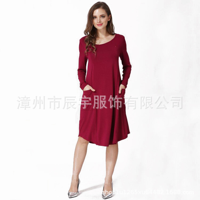 2024 primavera y otoño europeo y americano más tamaño vestido de maternidad de manga larga vestido de lactancia casual adelgazamiento Suelto