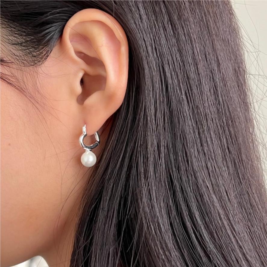 Title 1, Kadın 925 Ayar Gümüş İnci Kalp Küpeler. Zamansı...