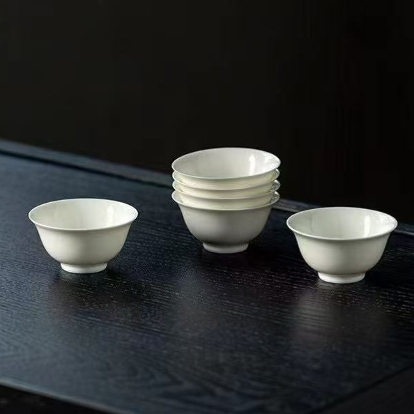 手工薄胎米黄釉如意盖碗二才泡茶碗陶瓷功夫茶具品茗杯茶杯主人杯|undefined