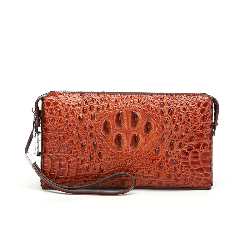 Cross-border Casual Crocodile Pattern Men's Clutch Bag Trendy Solid Color Men's Clutch Bag Mid-length Clutch Bag Card Bag