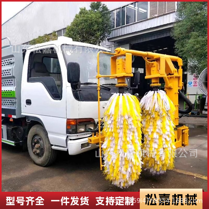 Vehículo de limpieza automática de valla de alta velocidad de la máquina de limpieza de valla de autopista montada en el vehículo desmontable de doble cepillo de rodillos