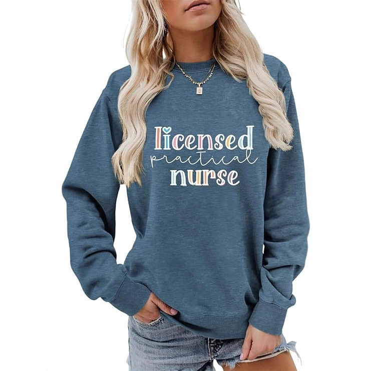 女式3d印花运动衫套头圆领字母印花跨境欧美长袖卫衣来图定Z