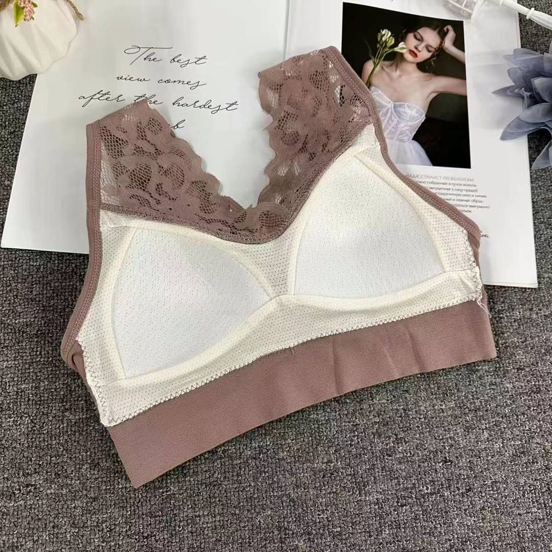 Nueva copa fija de encaje, chaleco de alta calidad, bra de yoga sin anillo de acero, ropa interior deportiva, mujer al por mayor image 5