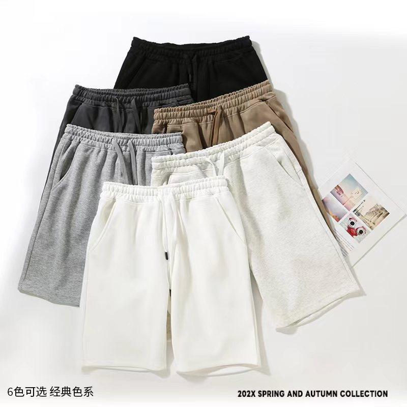 Summer 320g Chinese Cotton Shorts Men's Loose Large Pants Elastic Pure Color Five-Quarter Pants Men and Women Same Style Five-Quarter Pants