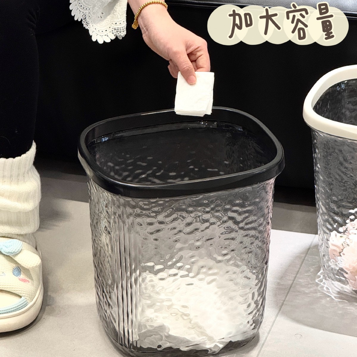 Bote de basura transparente, sala de estar para el hogar de alto valor, cocina de lujo ligera, baño, baño, dormitorio grande, inodoro, canasta de papel higiénico