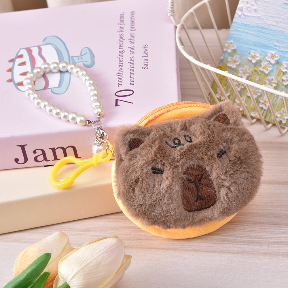 Bolso de cambio, bolso de peluche moderno, bolso de perla portátil compacto, bolso de almacenamiento de chicas, dibujos animados lindos