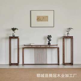 老榆木实木花架禅意仿古中式简约移动置物架客厅家用阳台落地盆景