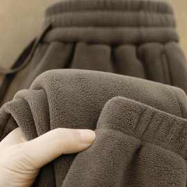 冬季新款摇粒绒加厚保暖户外防风长裤男女运动大码束脚保暖卫裤男