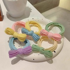 クリーム色のリボンヘアゴム、タオルリング、ヘアロープ、女の子向け多用途ヘアゴム、ベーシック高弾性ヘアアクセサリー、スモールインテーストヘアゴム
