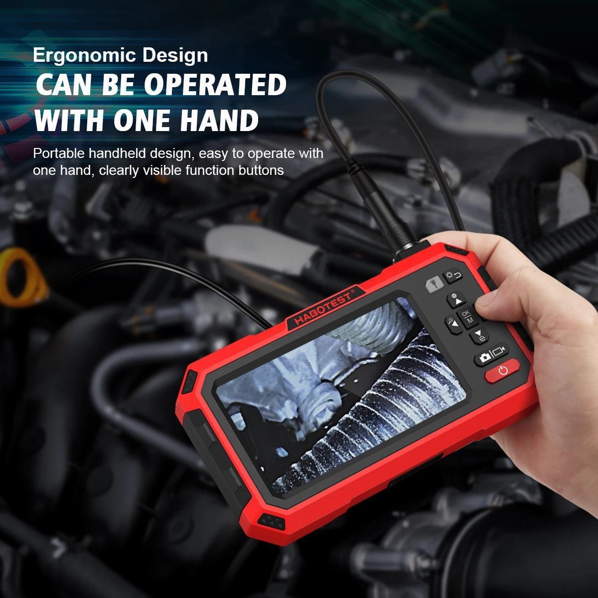 HABOTEST Taşınabilir HD Endüstriyel Borescope 4.3 İnç Ekranlı Boru Oto Onarım Su Geçirmez Kamera