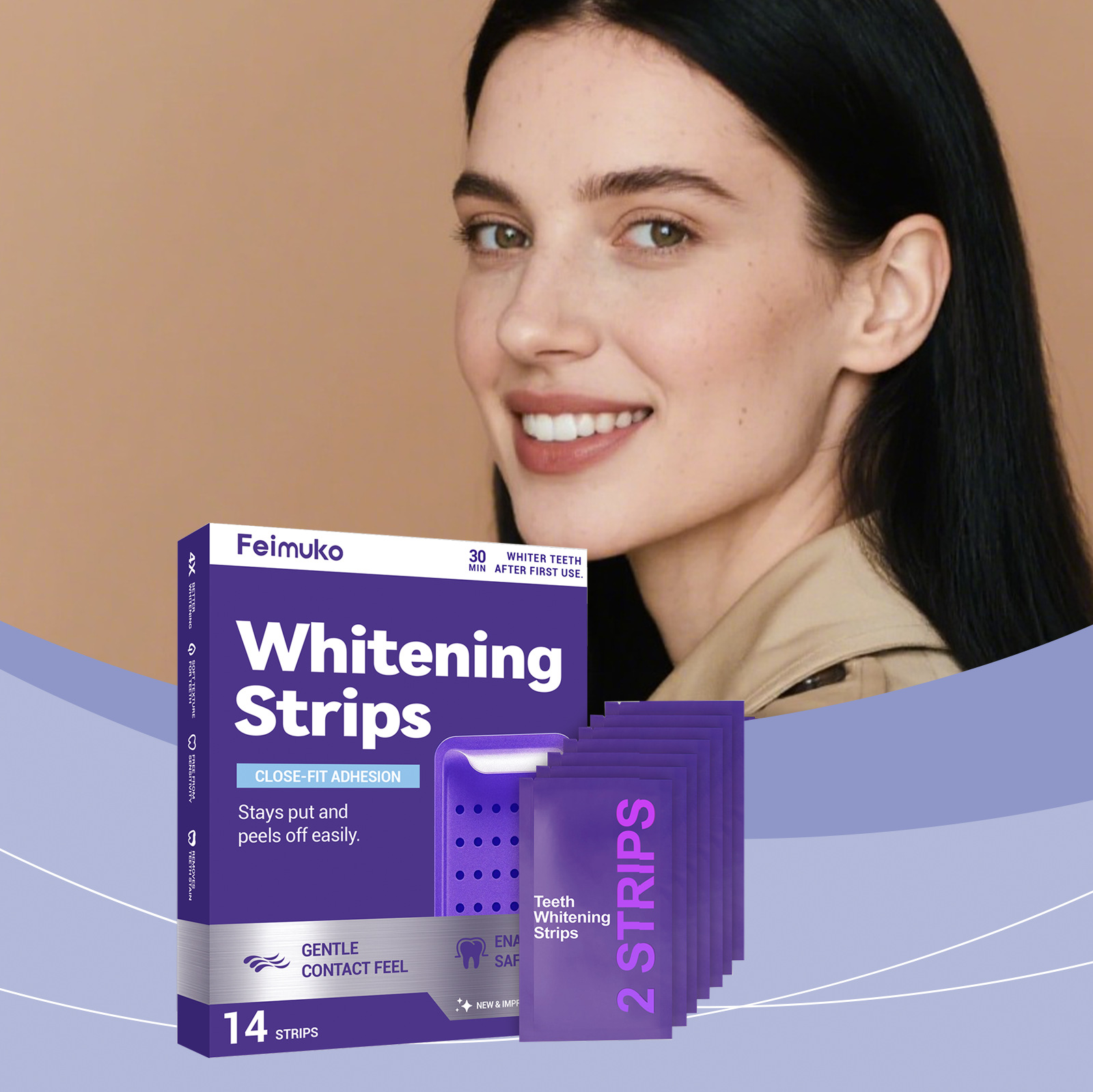Teeth Whitening Strips Purple Shine Easy To Use Portable For Daily Home Use Gentle Oral Care_voghion.com