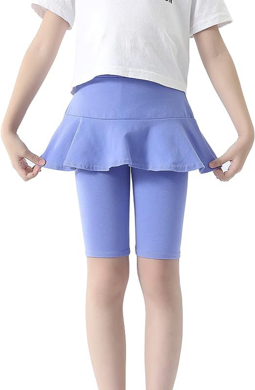 Edlike 女孩及膝裙打底裤 2 件装夏季弹性运动裤 3-10 岁女孩