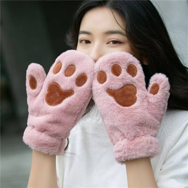 Version coréenne d'hiver de couleur unie avec velours épais, gants coupe-vent chauds et résistants au froid pour femmes, simples_voghion.com