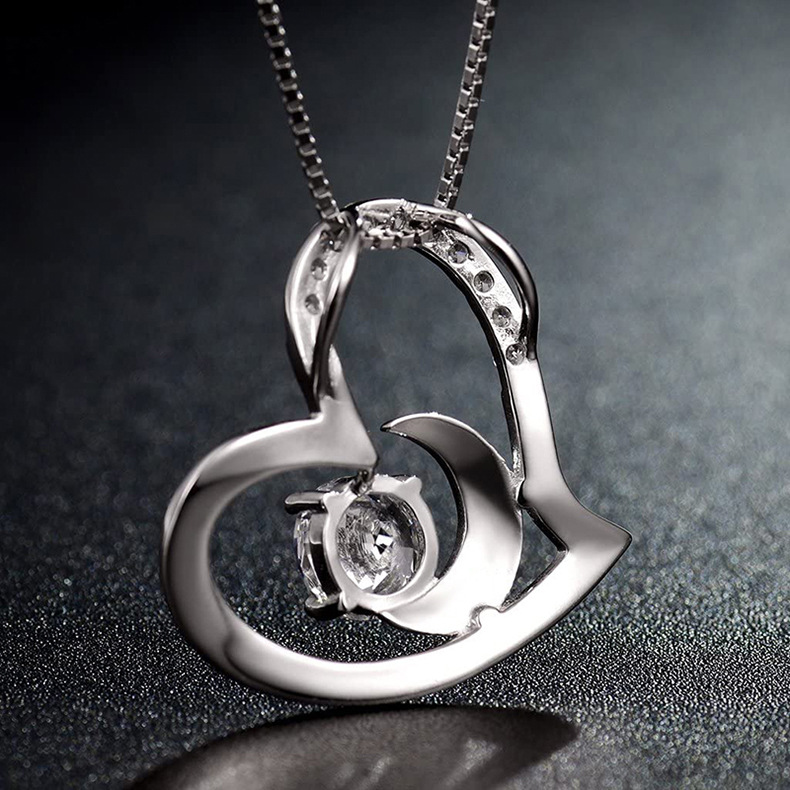 Mother'S Day Festival Star, Moon, Heart Shape Pattern 1 Piece 925 Sterling Silver Zircon Star Moon Heart Shape Pendant