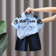 7494儿童交警制服套装男童夏季短袖军训警官服夏装六一角色扮演服