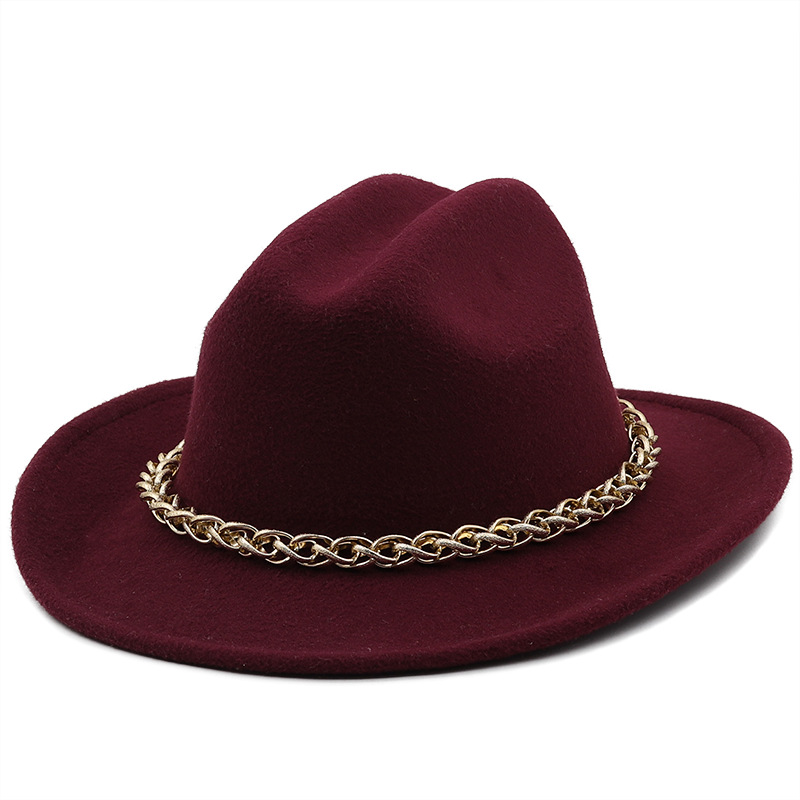 chain accessories cowboy hats fall and winter woolen jazz hats outdoor knight hatspicture15