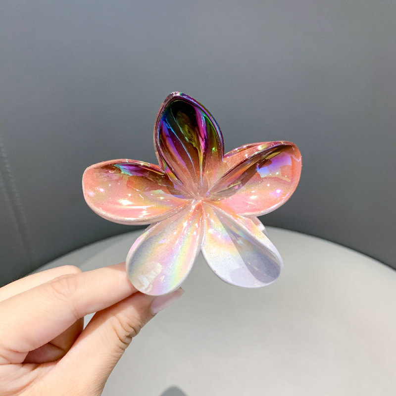 クロスボーダー真珠光沢のあるカラフルなプルメリアクリップ甘いガーリーハートフラワーヘアクリップ後頭部サメクリップカラフルなヘアクリップ|undefined