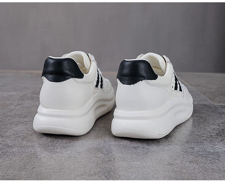 Giày sneaker nữ da bò lỗ rỗng đế dày thoáng khí mùa hè — đen chi tiết 15