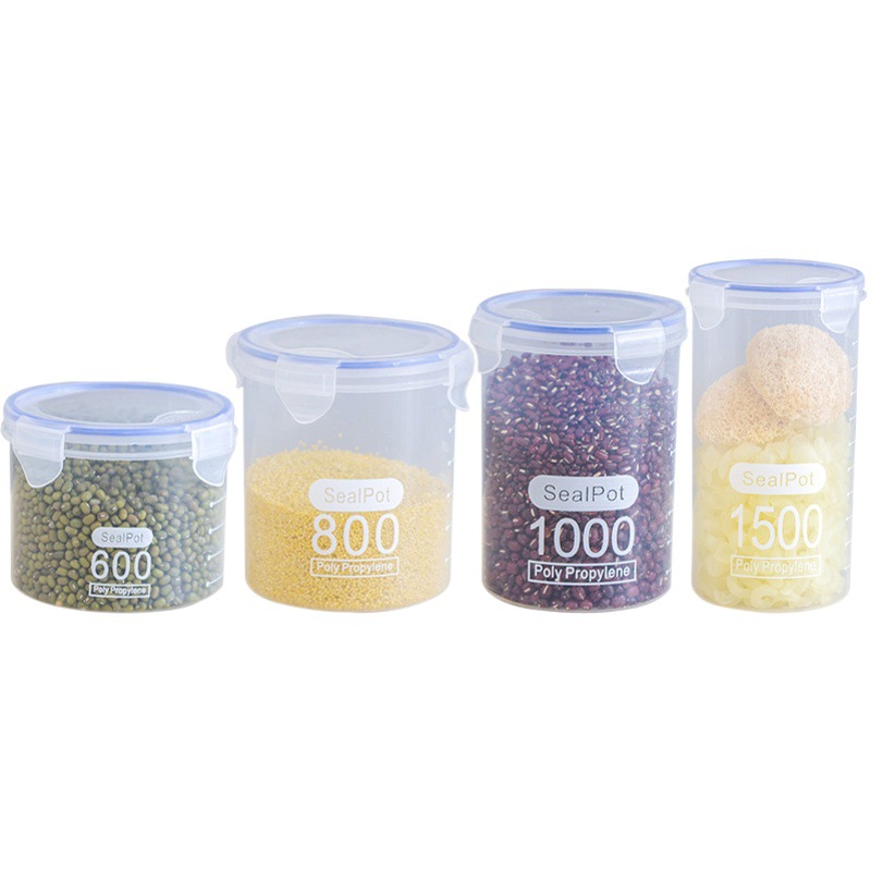 Gran sellado plástico transparente sellado tarro leche en polvo tarro comida tarro cocina granos caja de almacenamiento tarro de almacenamiento