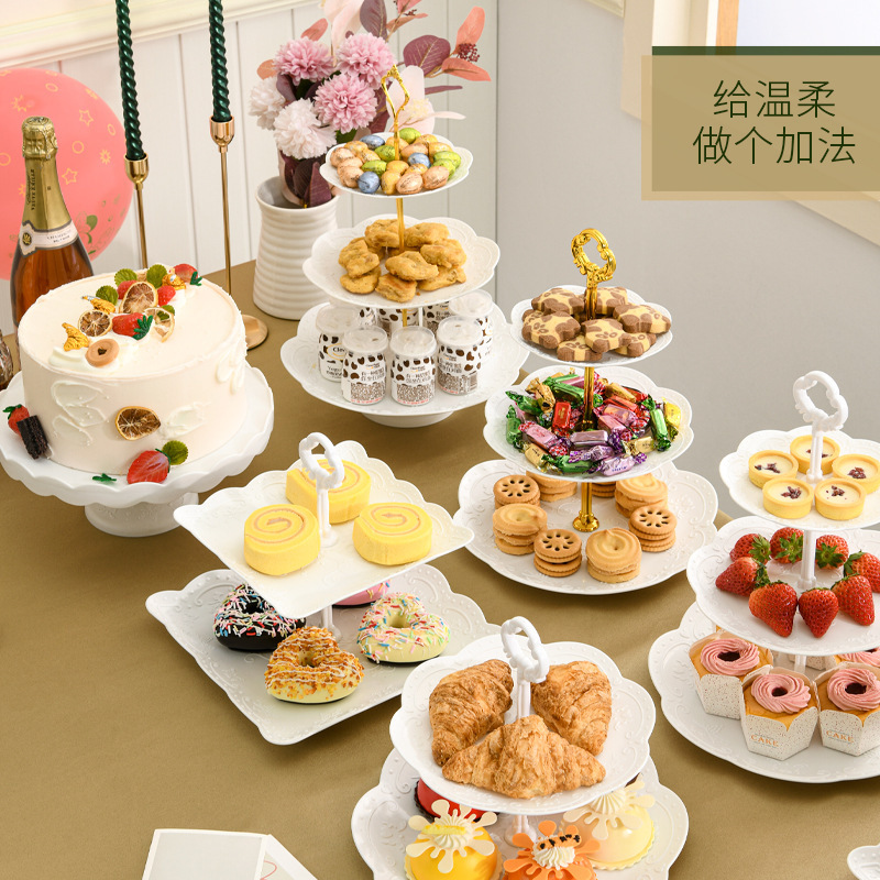 Light Luxury Multi-Layer Fruit Plate, Plastic Cake Tray, Detachable Party Display Stand, Home Living Room Candy Storage Display Stand