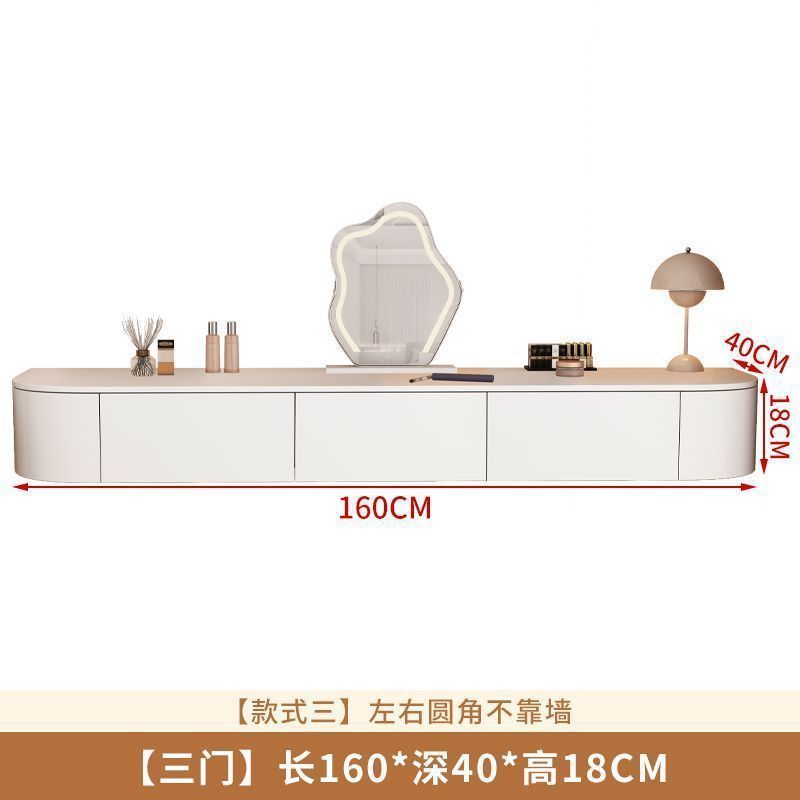 왼쪽과 오른쪽 이중원이 벽에 닿지 않고 3개의 서랍 [거울 있음] 160