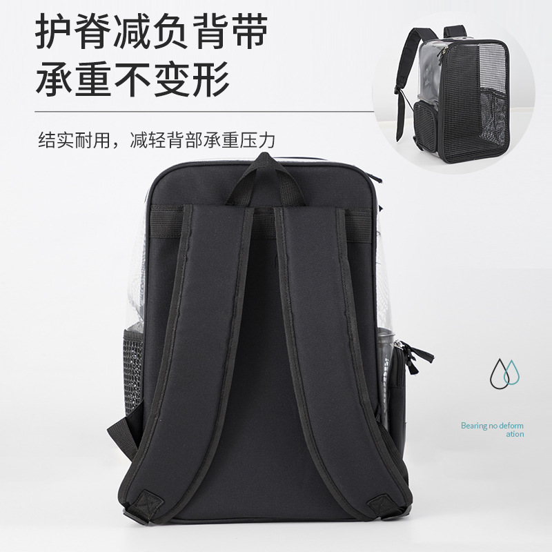 New Style Cat Bag Portable PVC Transparent Pet Bag Pet Mesh Fabric Breathable Dual Shoulder Bag Space Bag Foldable